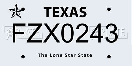 FZX0243 Texas License Plate