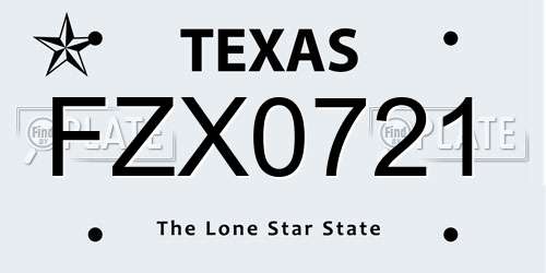 FZX0721 Texas License Plate