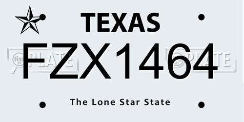 FZX1464 Texas License Plate