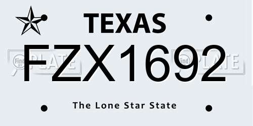 FZX1692 Texas License Plate