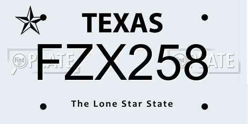 FZX258 Texas License Plate