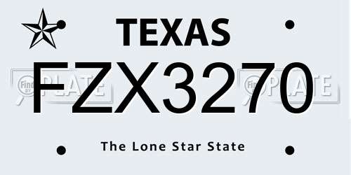 FZX3270 Texas License Plate