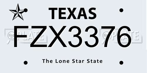 FZX3376 Texas License Plate