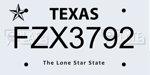 FZX3792 Texas License Plate