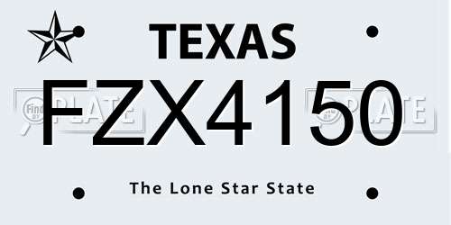 FZX4150 Texas License Plate