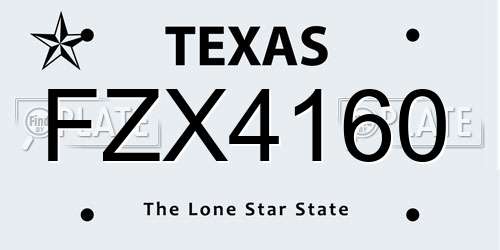 FZX4160 Texas License Plate