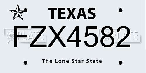 FZX4582 Texas License Plate