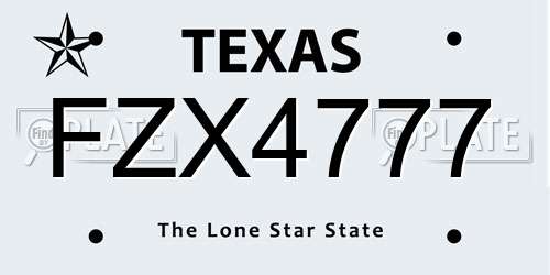 FZX4777 Texas License Plate