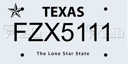 FZX5111 Texas License Plate