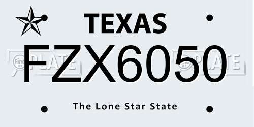 FZX6050 Texas License Plate