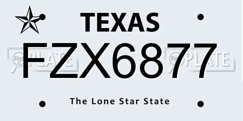 FZX6877 Texas License Plate