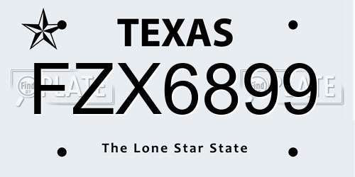 FZX6899 Texas License Plate