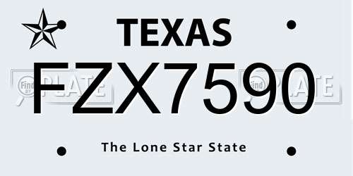 FZX7590 Texas License Plate
