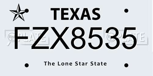 FZX8535 Texas License Plate