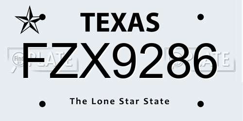 FZX9286 Texas License Plate