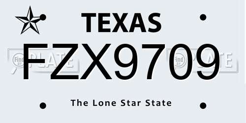 FZX9709 Texas License Plate