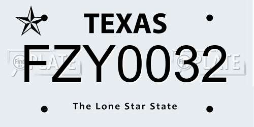 FZY0032 Texas License Plate