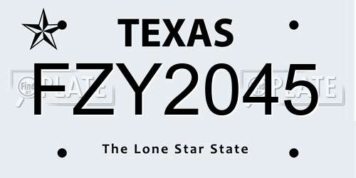 FZY2045 Texas License Plate