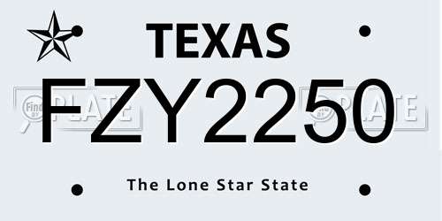 FZY2250 Texas License Plate
