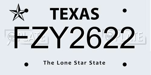 FZY2622 Texas License Plate