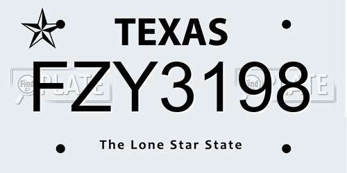 FZY3198 Texas License Plate