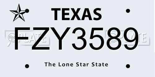 FZY3589 Texas License Plate