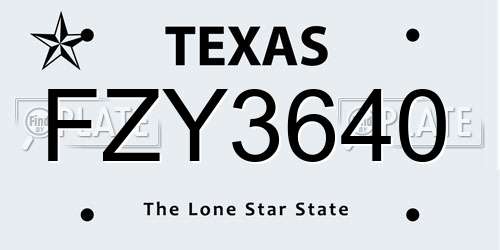 FZY3640 Texas License Plate