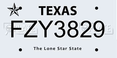 FZY3829 Texas License Plate