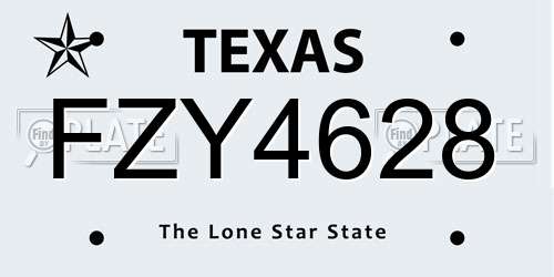 FZY4628 Texas License Plate
