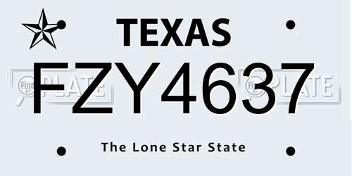 FZY4637 Texas License Plate