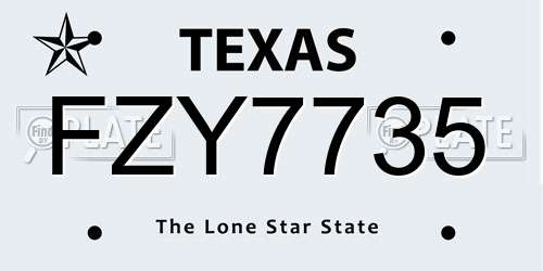 FZY7735 Texas License Plate
