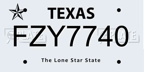 FZY7740 Texas License Plate