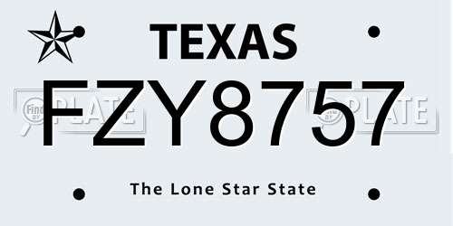 FZY8757 Texas License Plate