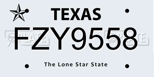 FZY9558 Texas License Plate