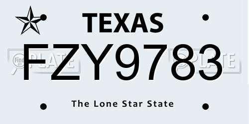 FZY9783 Texas License Plate