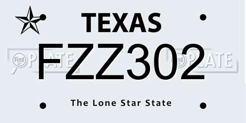 FZZ302 Texas License Plate