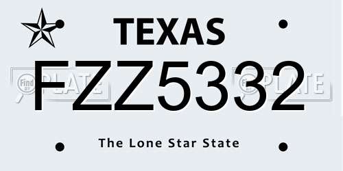 FZZ5332 Texas License Plate