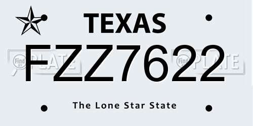 FZZ7622 Texas License Plate