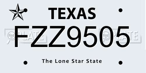 FZZ9505 Texas License Plate