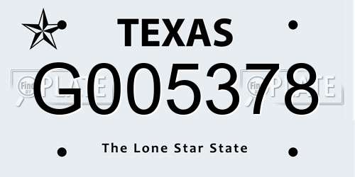 G005378 Texas License Plate