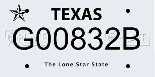G00832B Texas License Plate