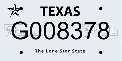 G008378 Texas License Plate