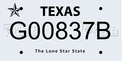 G00837B Texas License Plate