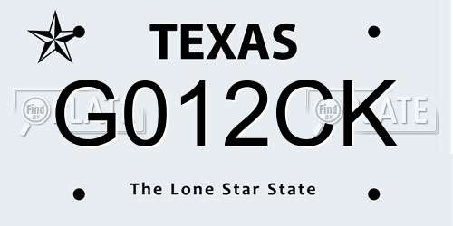 G012CK Texas License Plate