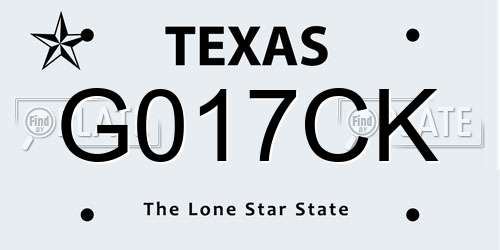 G017CK Texas License Plate