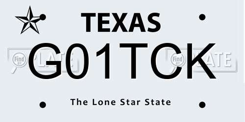 G01TCK Texas License Plate