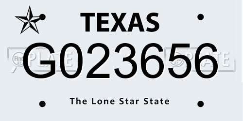 G023656 Texas License Plate