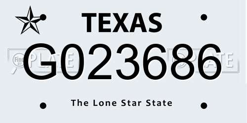 G023686 Texas License Plate