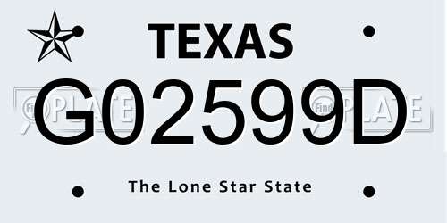 G02599D Texas License Plate