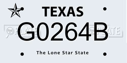 G0264B Texas License Plate